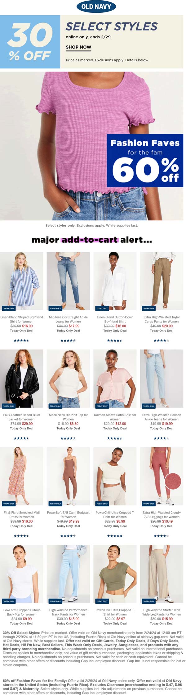Old Navy stores Coupon  60% off fashion faves for the family online today at Old Navy #oldnavy 