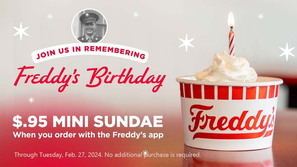 Freddys restaurants Coupon  .95 cent ice cream sundae today via mobile at Freddys restaurant #freddys 