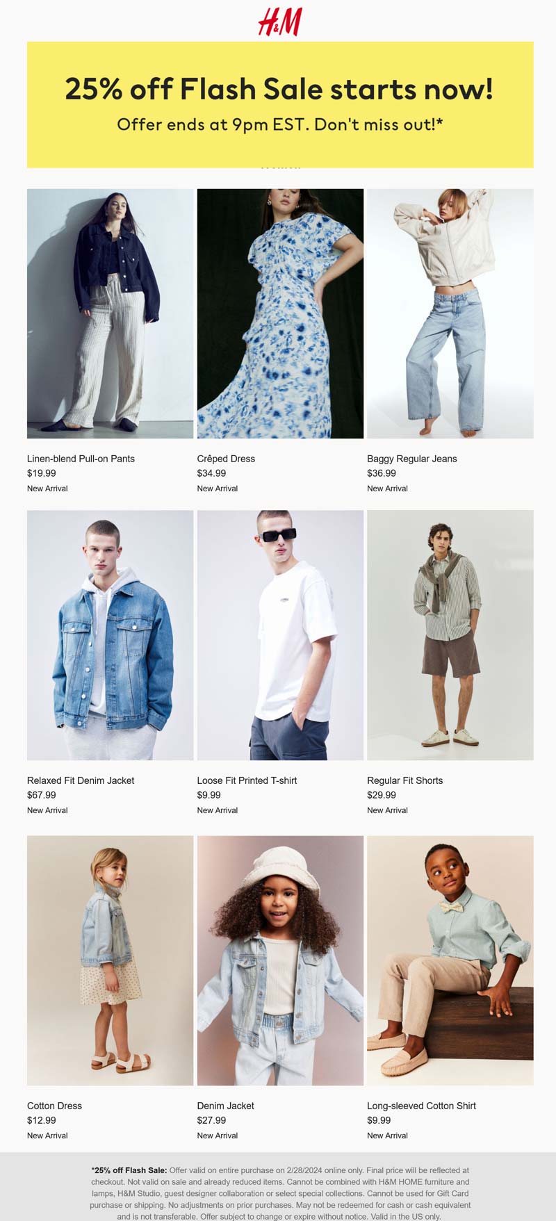 H&M stores Coupon  25% off everything online today at H&M #hm 