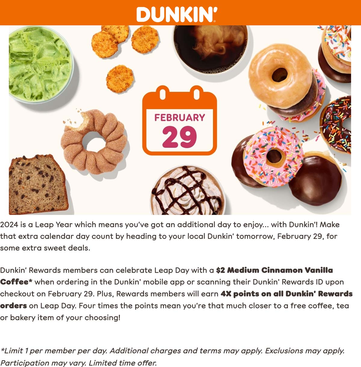 Dunkin restaurants Coupon  $2 medium cinnamon vanilla coffee via mobile today at Dunkin Donuts #dunkin 