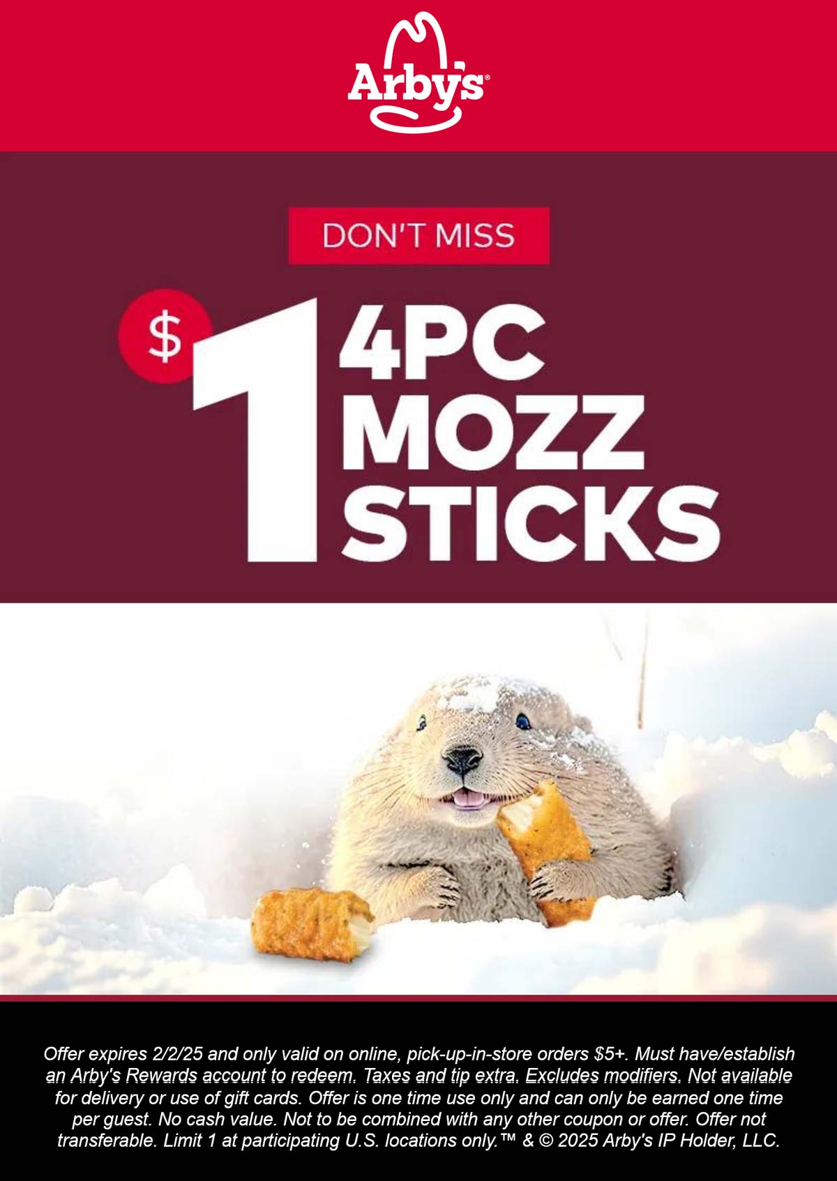 Arbys restaurants Coupon  $1 mozzarella sticks online at Arbys restaurants #arbys 