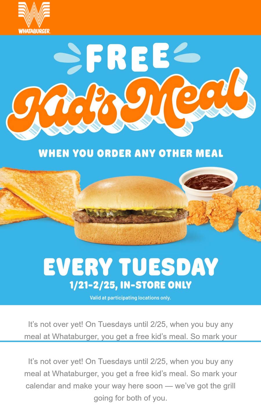 Whataburger restaurants Coupon  Free kids meal with yours Tuesdays at Whataburger #whataburger 