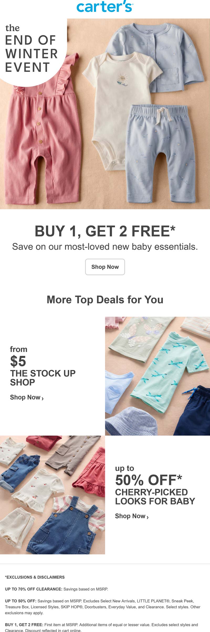 Carters stores Coupon  3-for-1 on kids clothes at Carters #carters 