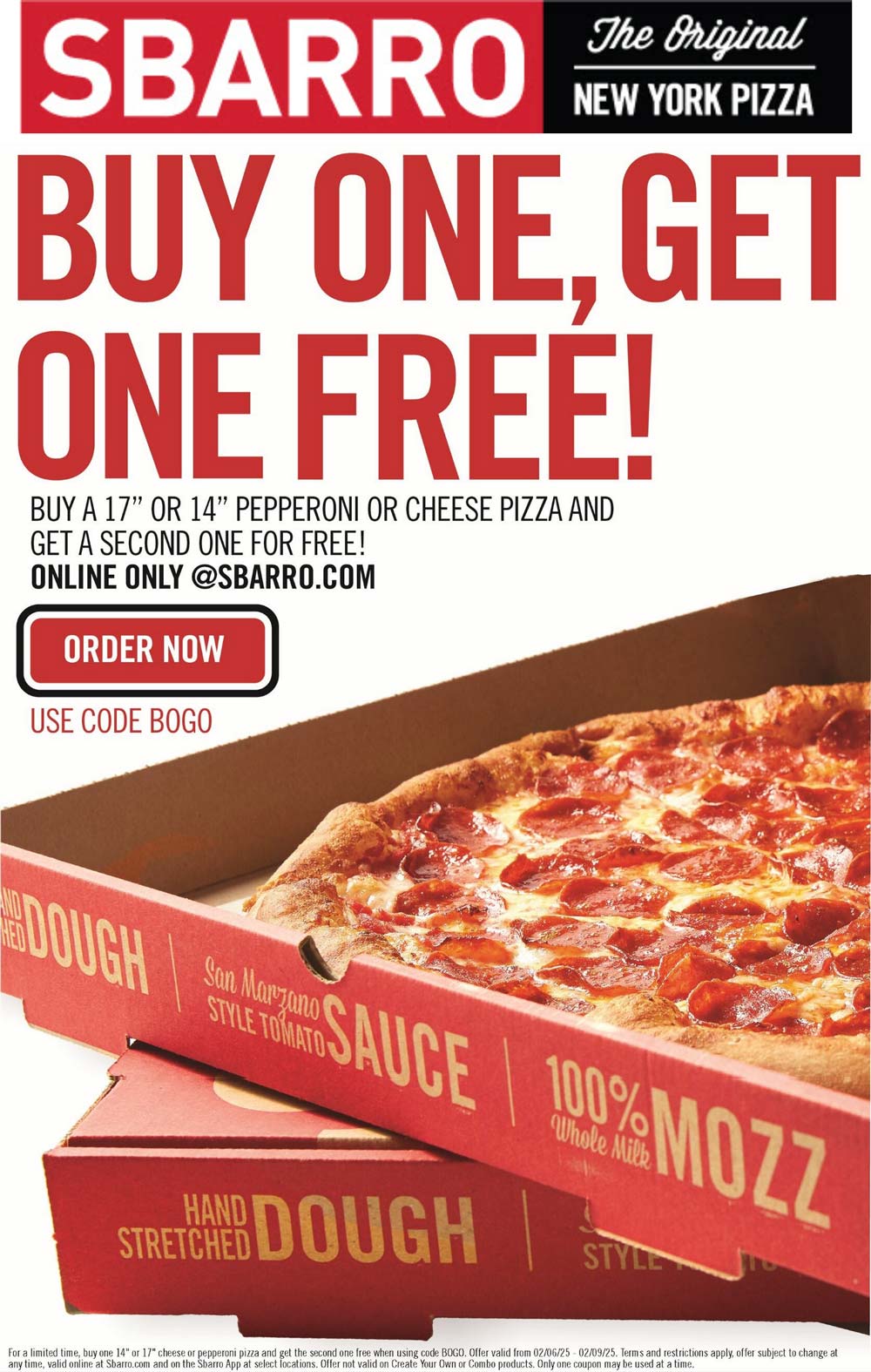 Sbarro restaurants Coupon  Second pizza free at Sbarro via promo code BOGO #sbarro 