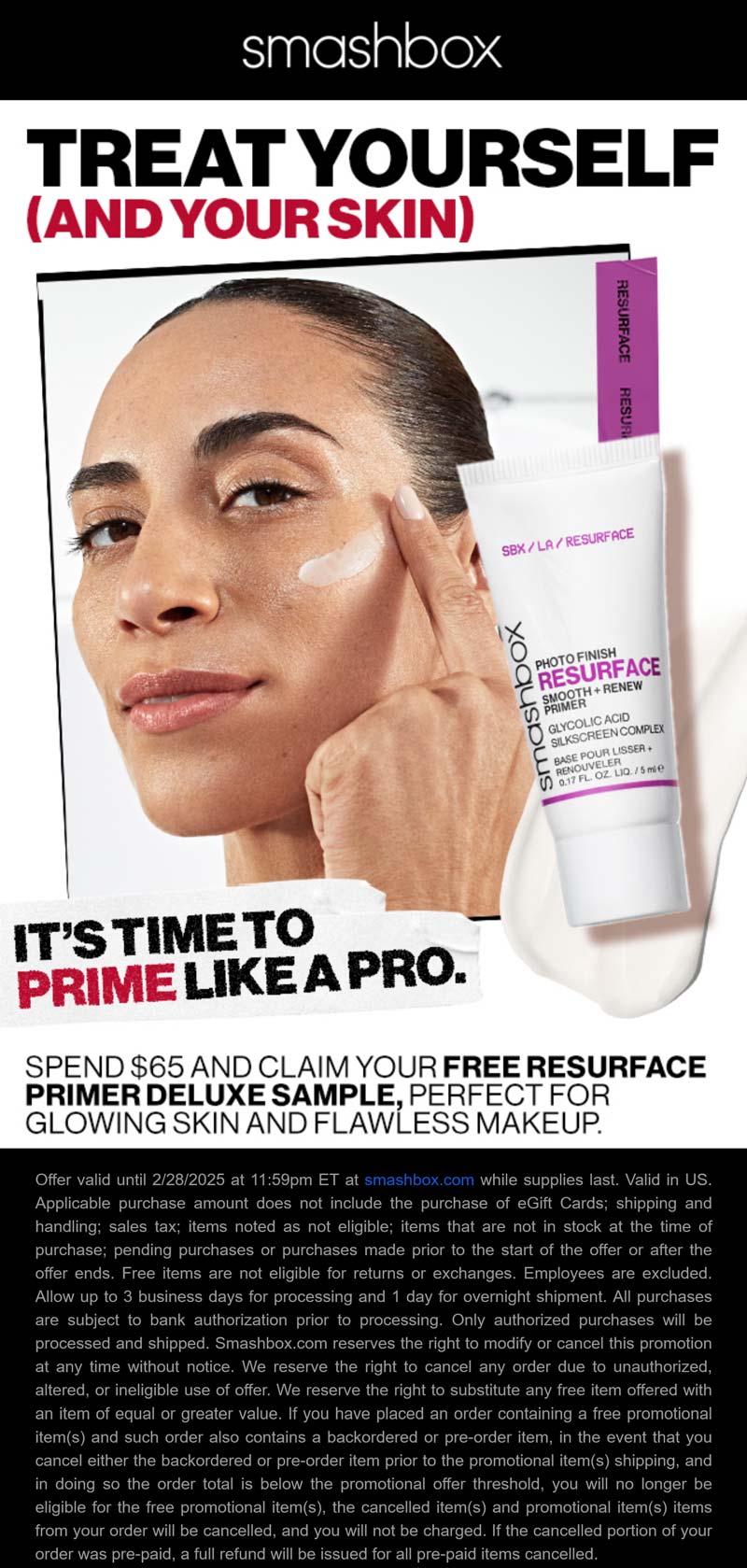 Smashbox stores Coupon  Free primer on $65 at Smashbox cosmetics #smashbox 