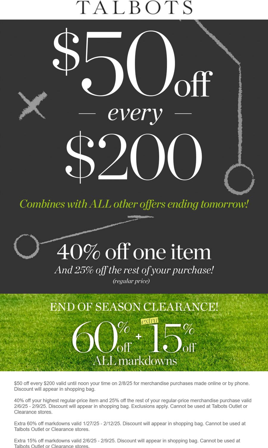 Talbots stores Coupon  40% off + $50 off every $200 at Talbots #talbots 