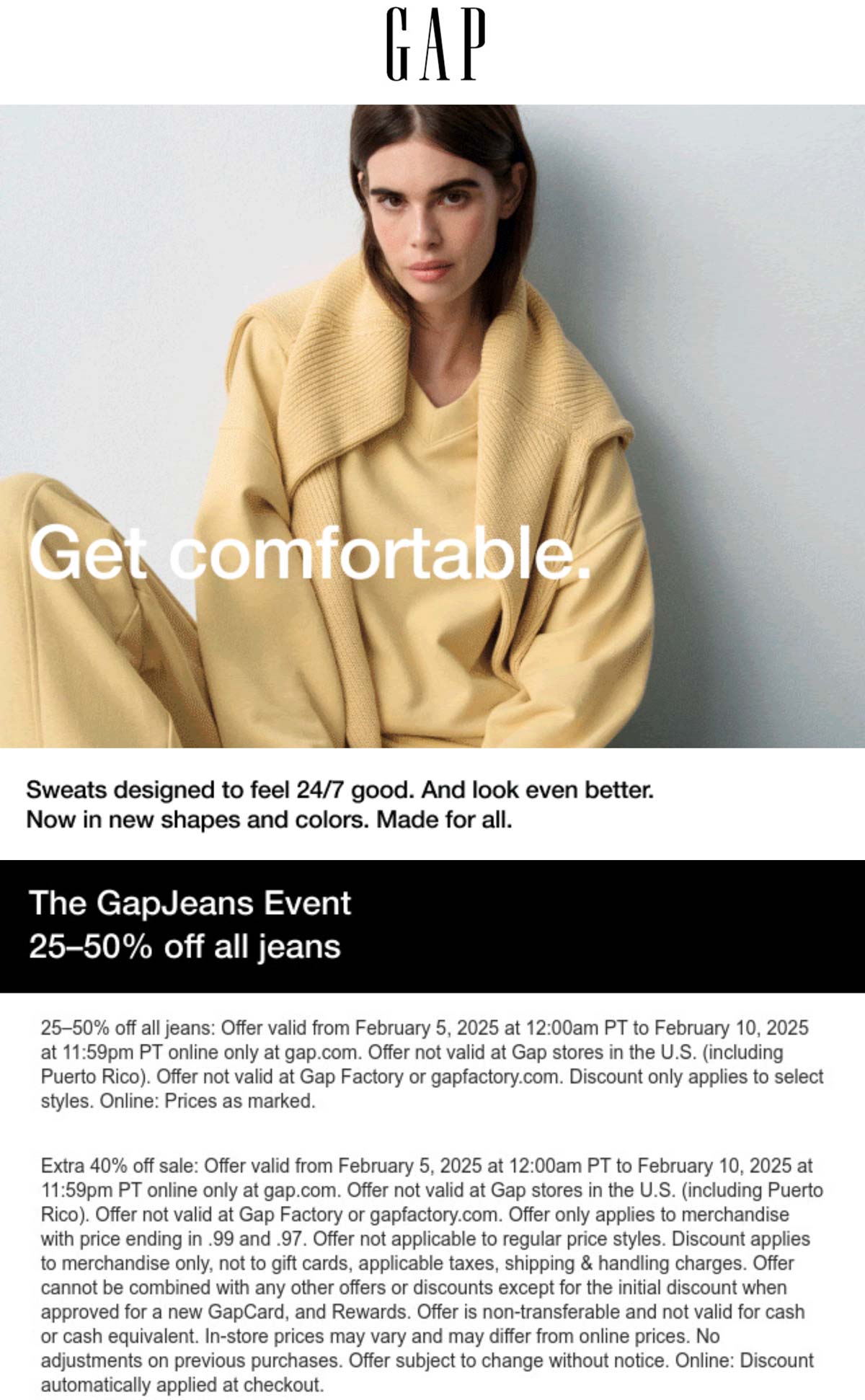 Gap stores Coupon  25-50% off all jeans online today at Gap #gap 