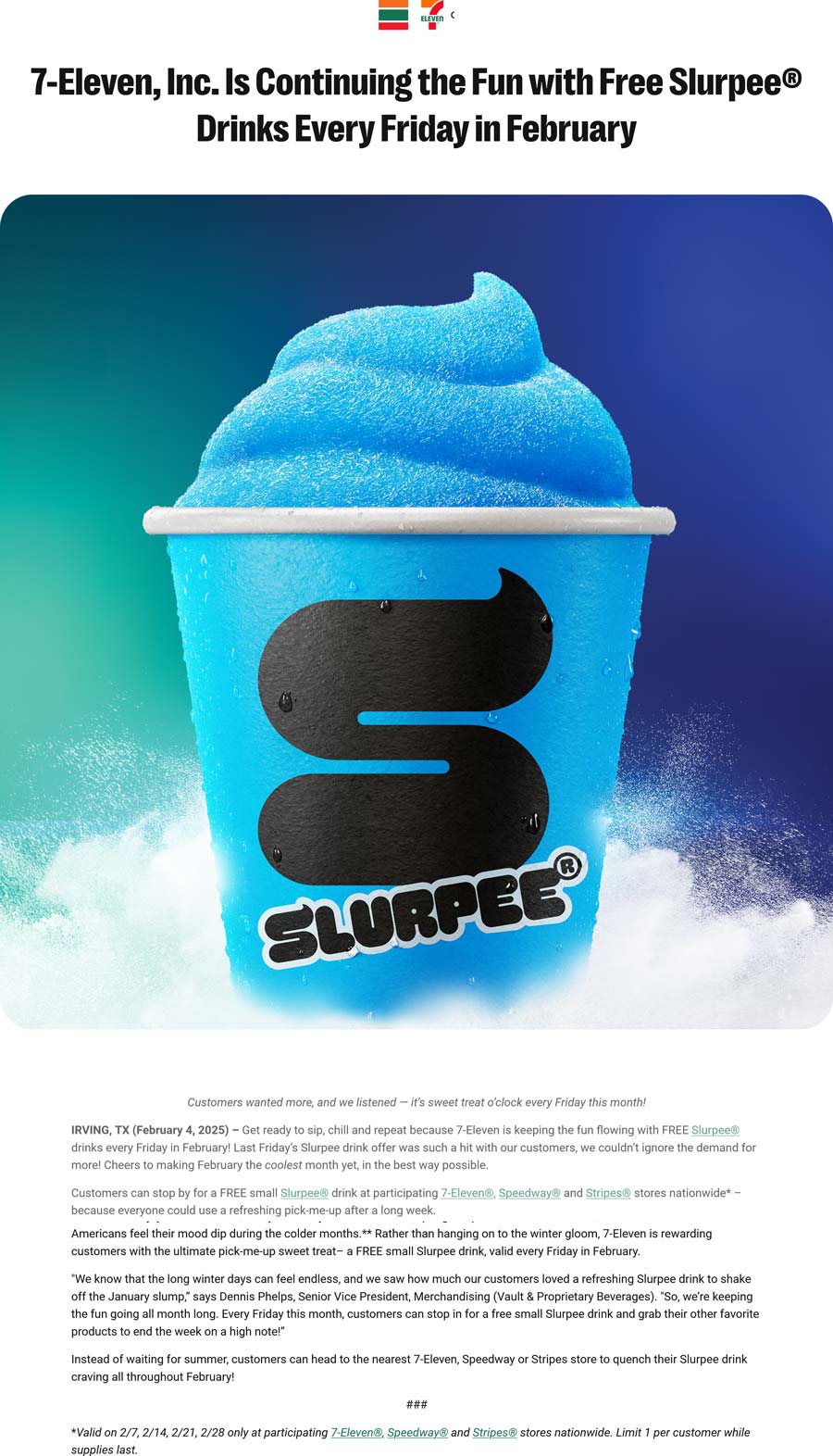 7-Eleven restaurants Coupon  Free slurpee drinks every Friday this month at 7-Eleven #7eleven 