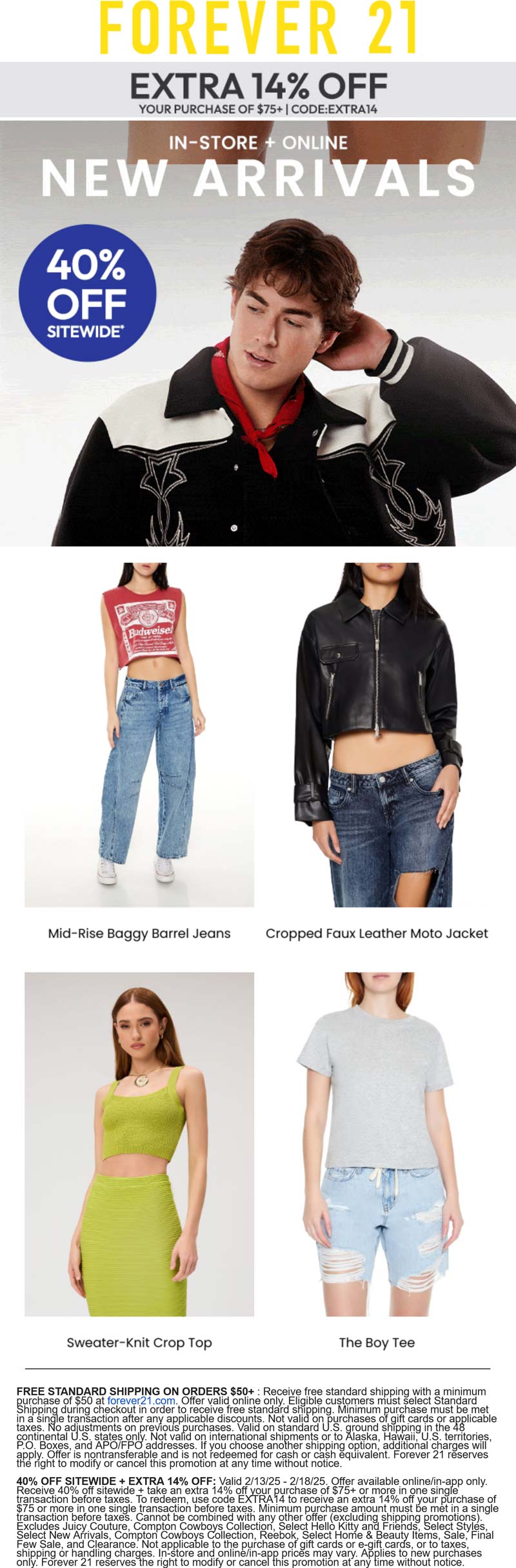 Forever 21 stores Coupon  54% off everything online at Forever 21 via promo code EXTRA14 #forever21 