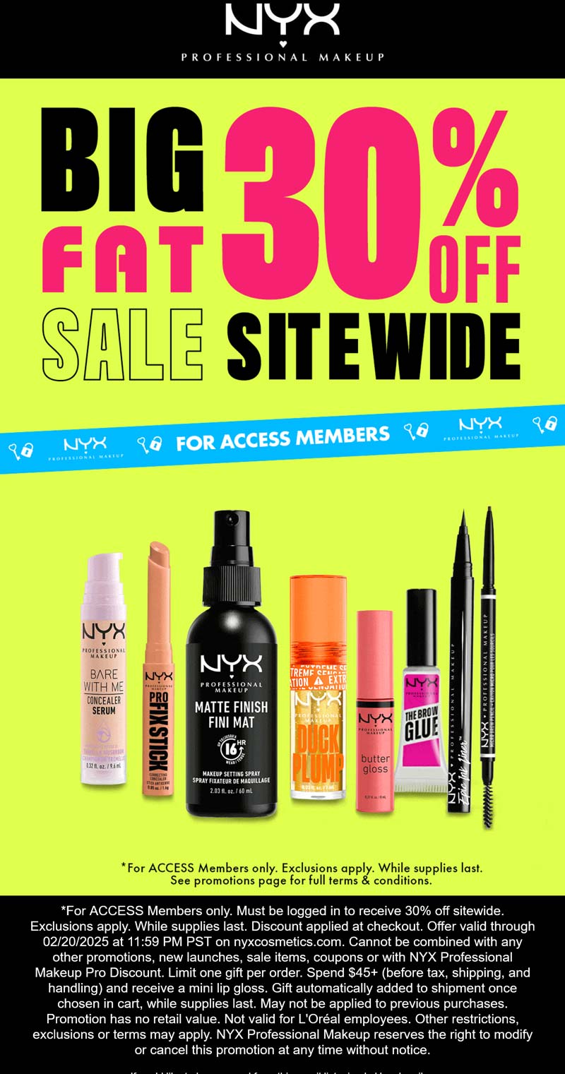 NYX Professional Makeup stores Coupon  30% off everything online at NYX Professional Makeup #nyxprofessionalmakeup 