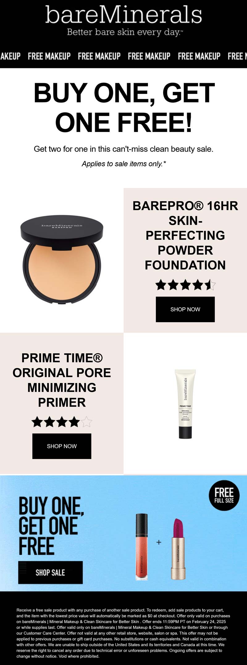 bareMinerals stores Coupon  Second sale item free at bareMinerals #bareminerals 