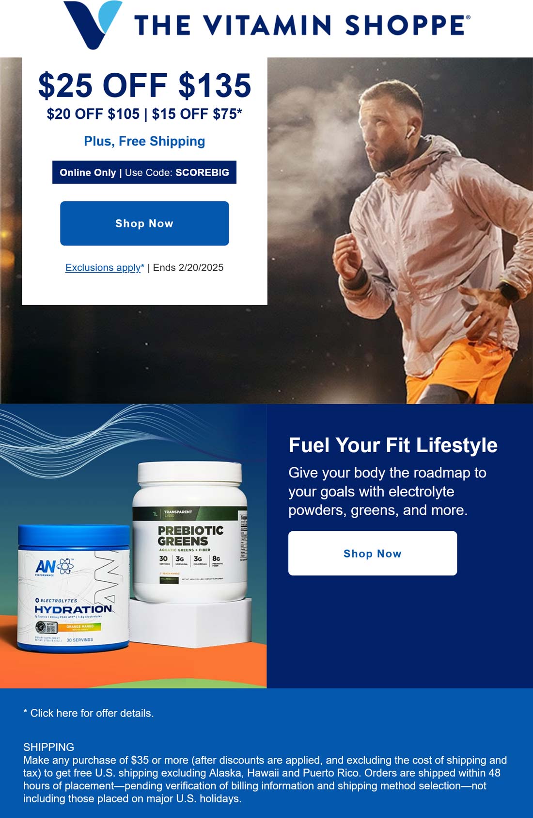 The Vitamin Shoppe stores Coupon  $15-$25 off $75 at The Vitamin Shoppe via promo code SCOREBIG #thevitaminshoppe 