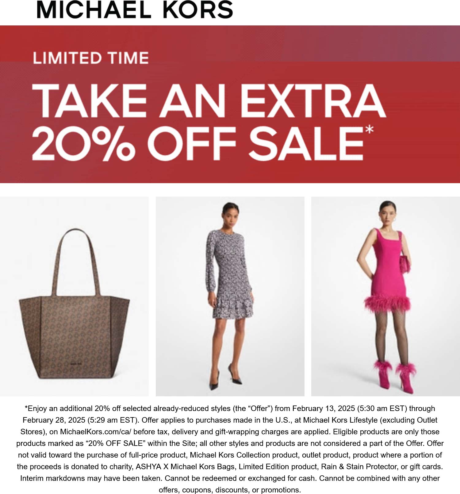 Michael Kors stores Coupon  Extra 20% off sale items at Michael Kors, ditto online #michaelkors 