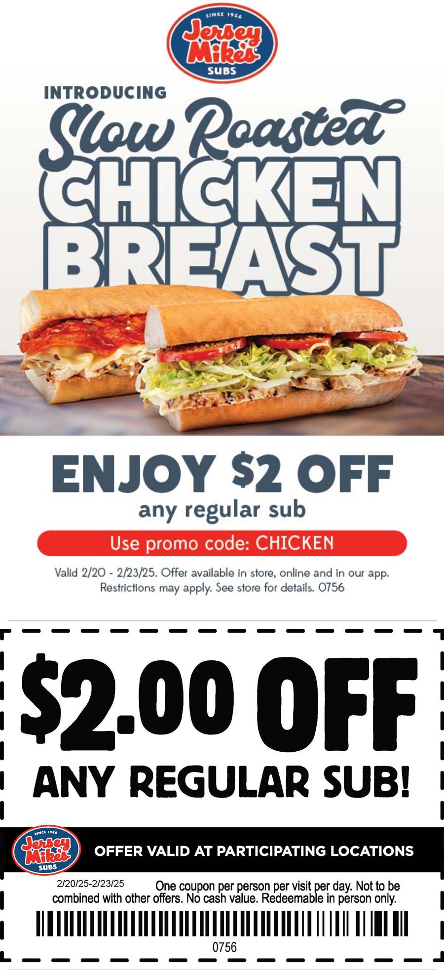 Jersey Mikes restaurants Coupon  $2 off a sub sandwich at Jersey Mikes #jerseymikes 