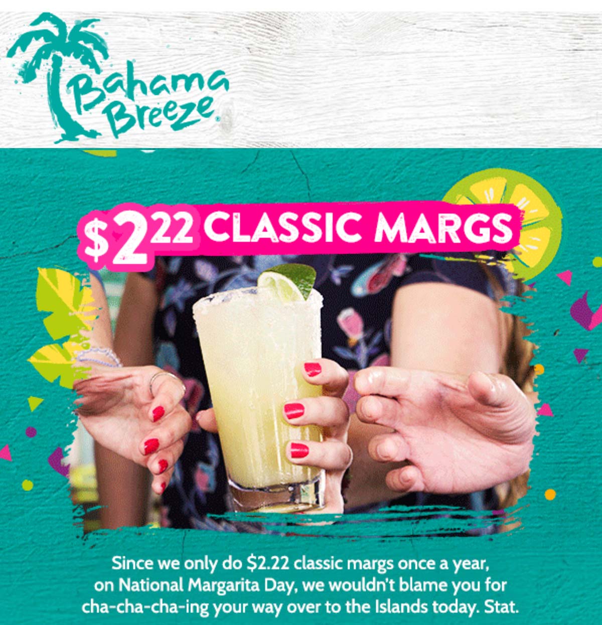 Bahama Breeze restaurants Coupon  $2.22 margaritas today at Bahama Breeze restaurants #bahamabreeze 