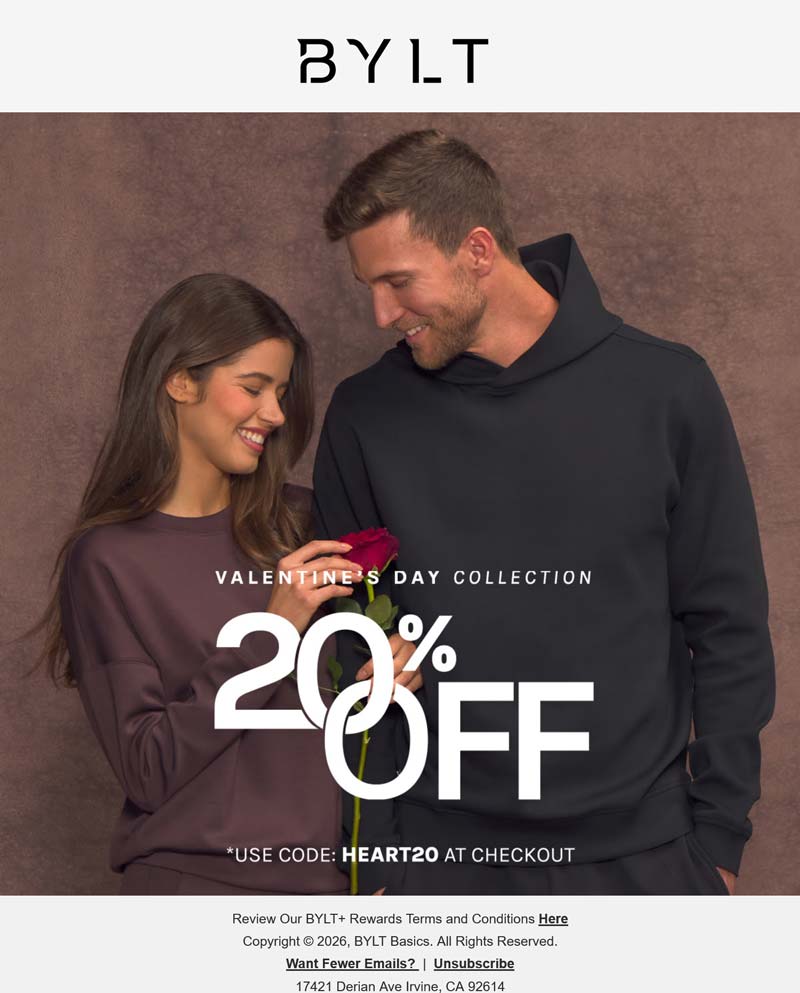 BYLT stores Coupon  20% off at BYLT via promo code HEART20 #bylt 