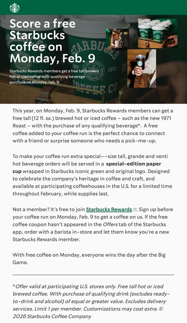 Starbucks restaurants Coupon  Second coffee free Monday at Starbucks #starbucks 