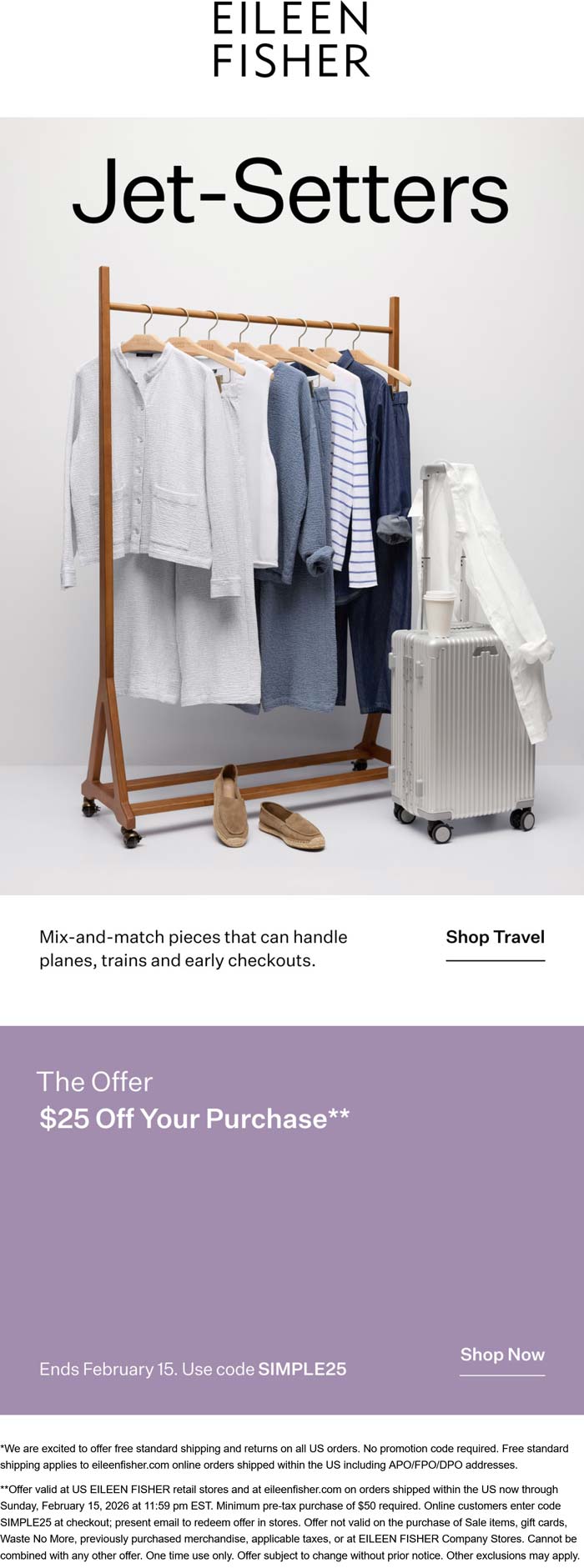 Eileen Fisher stores Coupon  $25 off $50 at Eileen Fisher, or online via promo code SIMPLE25 #eileenfisher 