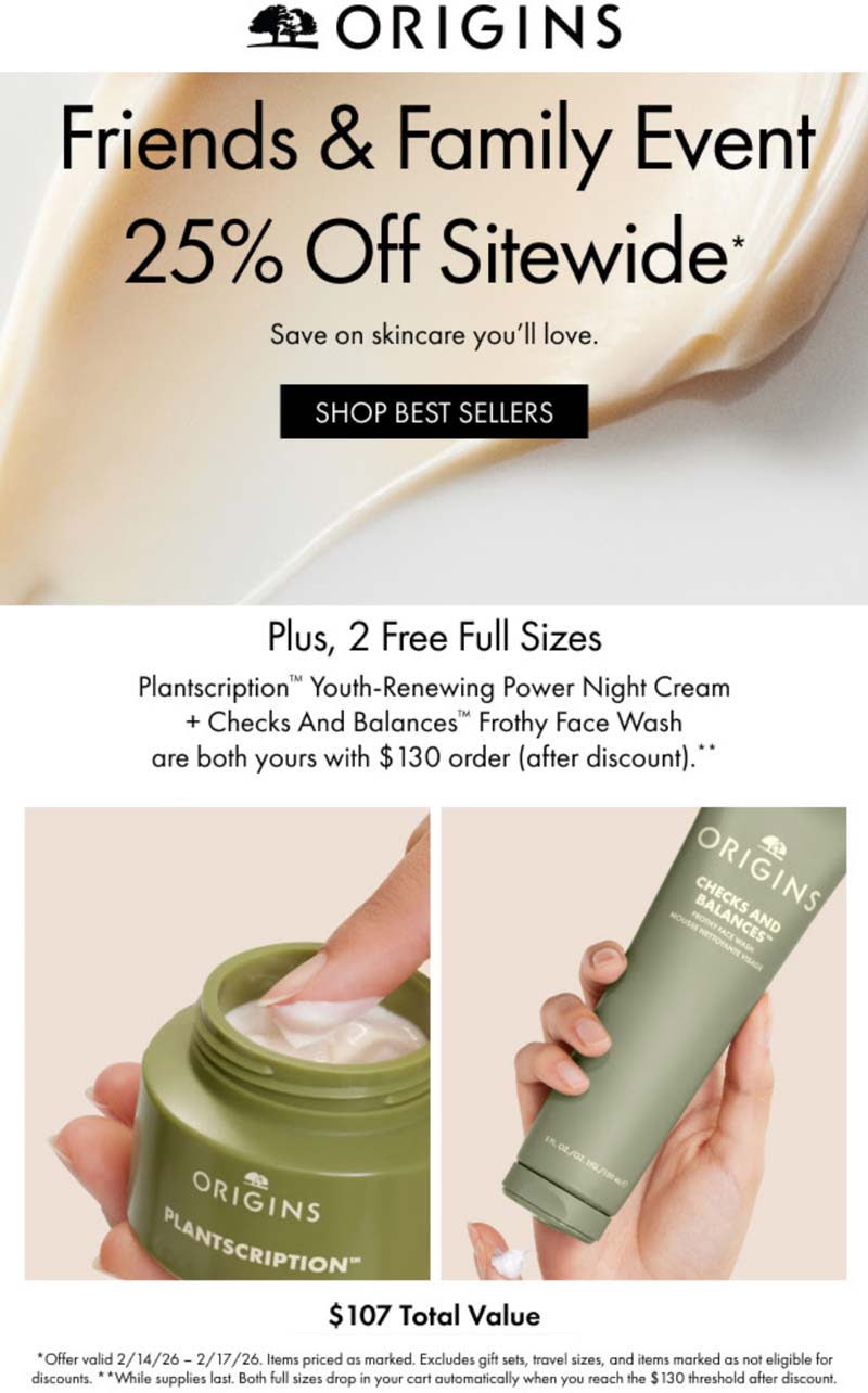 Origins 25% off everything online & more today at Origins #origins Origins stores Coupon 25% off everything online & more today at Origins #origins