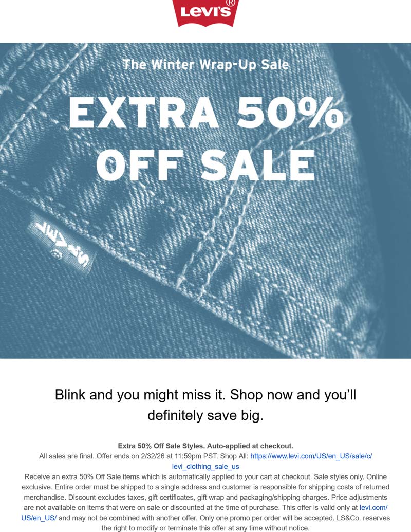 Levis Extra 50% off sale items at Levis #levis Levis stores Coupon Extra 50% off sale items at Levis #levis