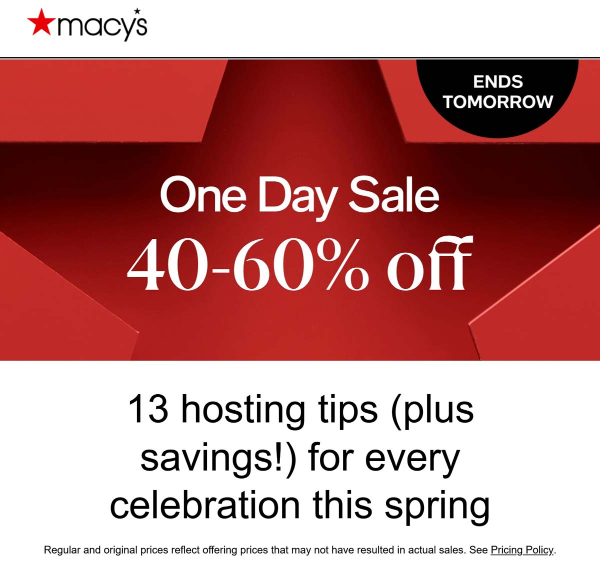 Macys stores Coupon  40-60% off at Macys, ditto online #macys 
