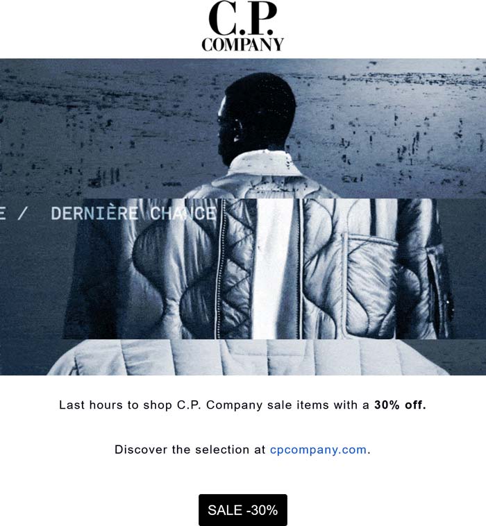 C.P. Company stores Coupon  30% off at C.P. Company #cpcompany 