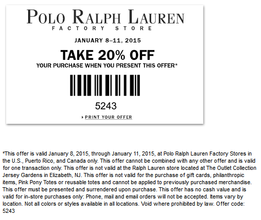ralph lauren factory store coupon 2019