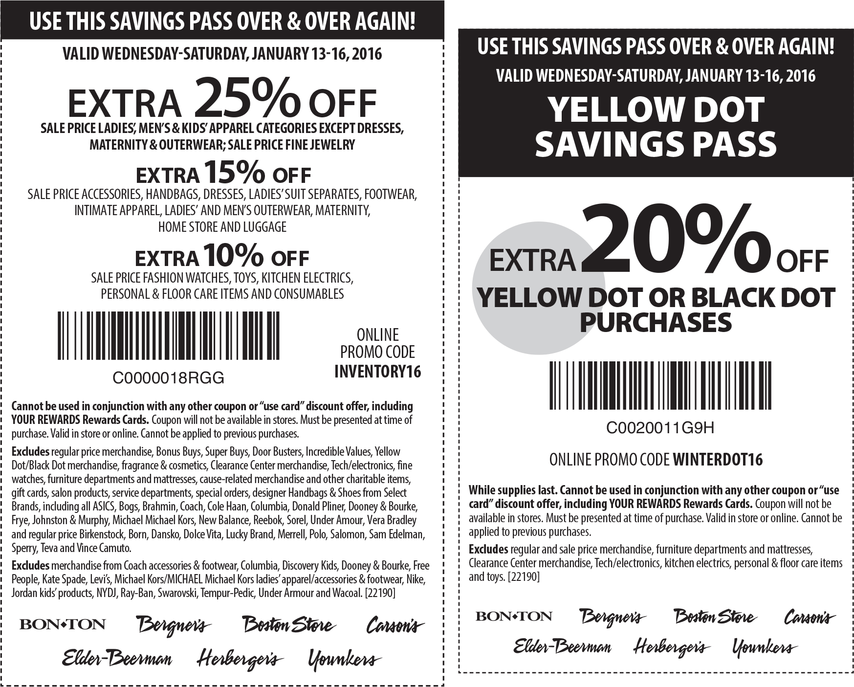 Carsons Coupon April 2024 Extra 25% off & more at Bon Ton, Carsons & sister stores, or online via promo code INVENTORY16