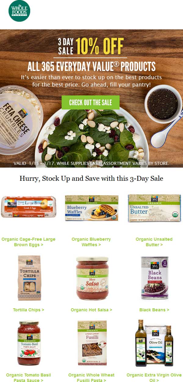 Whole Foods Coupon April 2024 10% off all store brand products this weekend at Whole Foods market