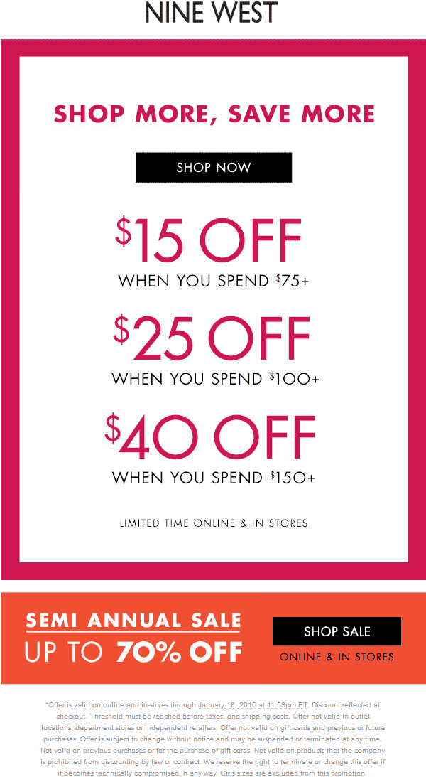 nine west promo codes