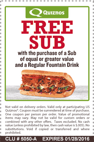 Quiznos coupons & promo code for [March 2024]