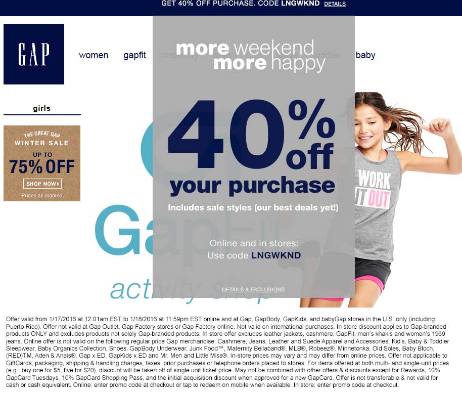 gap promo code january 2019