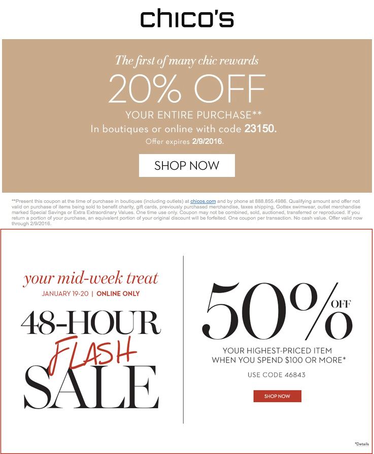 Chicos coupons & promo code for [May 2024]