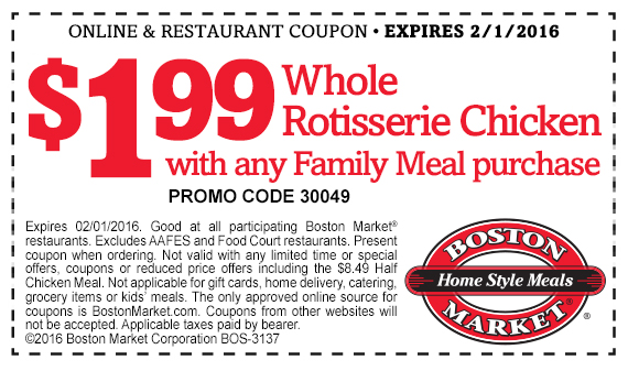 Boston Market March 2020 Coupons and Promo Codes