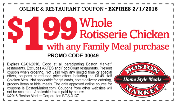 Boston Market coupons & promo code for [May 2024]