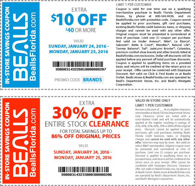Bealls Coupon March 2024 $10 off $40 & more at Bealls, or online via promo code BRANDS