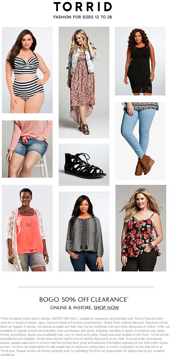 Torrid Coupon April 2024 Second clearance item 50% off at Torrid, ditto online