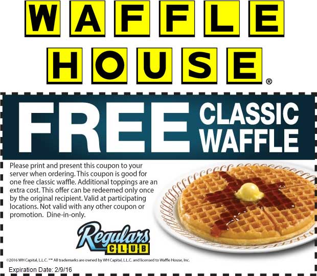 Waffle House Coupon April 2024 Free waffle at Waffle House