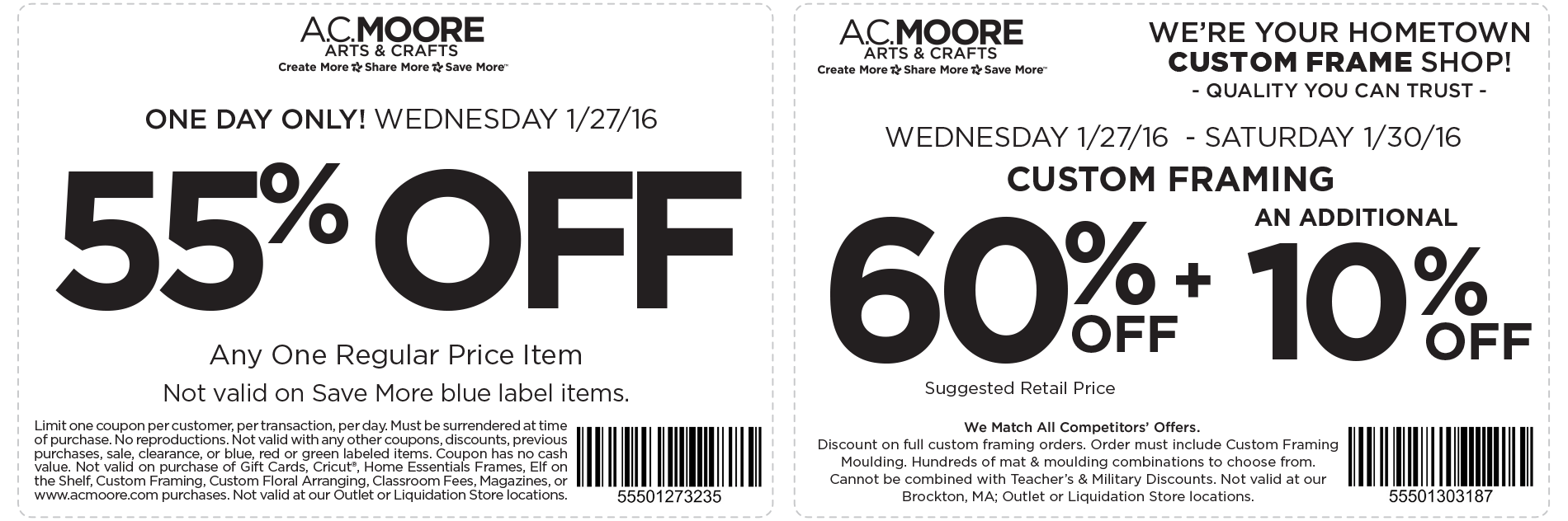 A.C. Moore Coupon April 2024 55% off a single item today at A.C. Moore