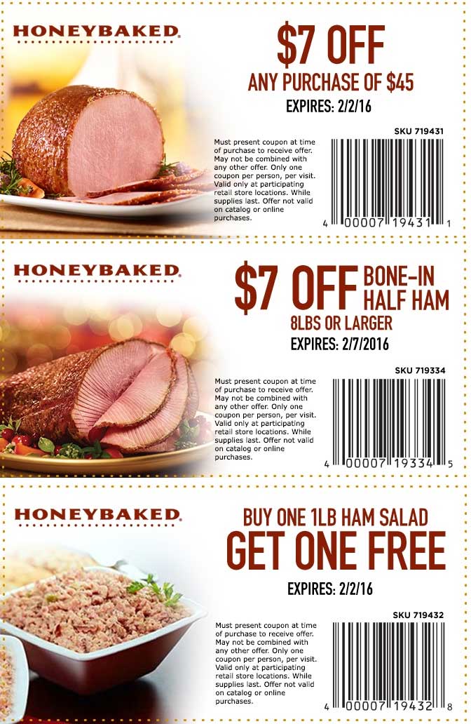 HoneyBaked Coupon April 2024 $7 off $45 & more at Honeybaked Ham restaurants
