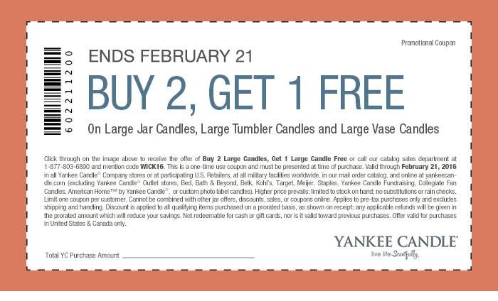 Yankee Candle Coupon April 2024 Third candle free at Yankee Candle, or online via promo code WICK16