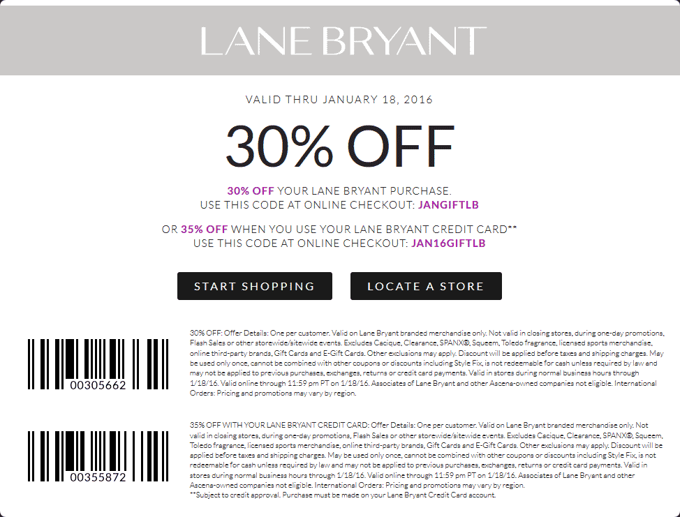 Lane Bryant Coupon April 2024 30% off at Lane Bryant, or online via promo code JANGIFTLB