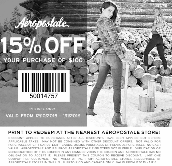 Aeropostale Coupon April 2024 15% off $100 at Aeropostale, or 30% off clearance online via promo code EXTRA30