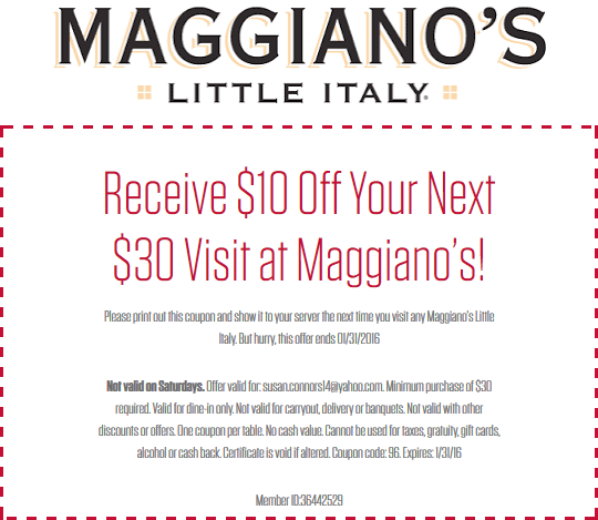 Maggianos Little Italy coupons & promo code for [May 2024]