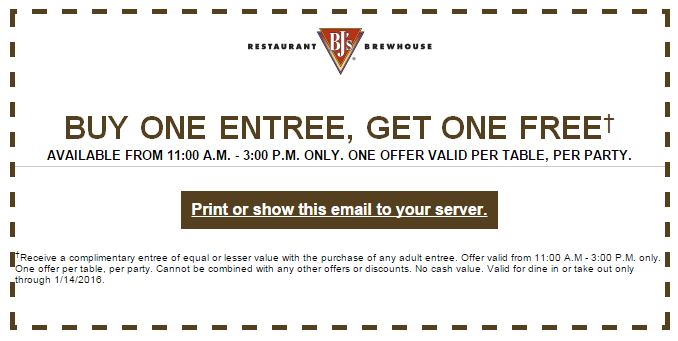 BJs Restaurant Coupon March 2024 Second lunch free at BJs restaurant & brewhouse