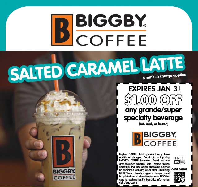 Biggby Coffee Coupon April 2024 Shave a buck off your drink at Biggby Coffee