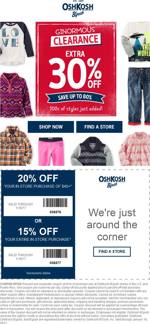 OshKosh Bgosh coupons & promo code for [April 2024]