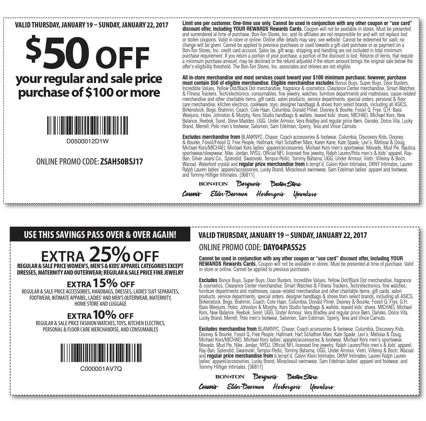 Carsons Coupon April 2024 $50 off $100 & more at Carsons, Bon Ton & sister stores, or online via promo code ZSAH50BSJ17