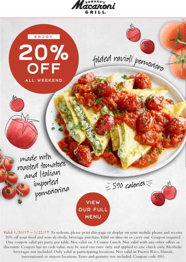 Macaroni Grill Coupon March 2024 20% off at Macaroni Grill restaurants