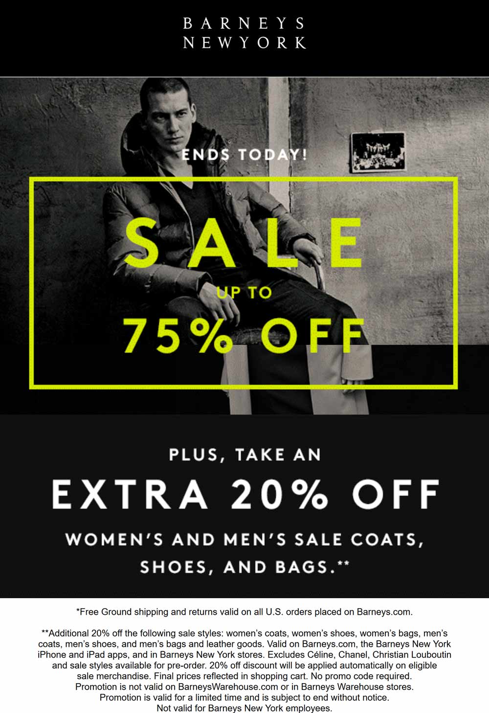 Barneys New York Coupon March 2024 20-75% off sale going on today at Barneys New York, ditto online